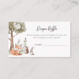 ウッドランド動物赤ちゃんシャワーおむつラッフル エンクロージャーカード