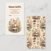 ウッドランド動物赤ちゃんシャワーおむつラッフル エンクロージャーカード (正面/裏面)