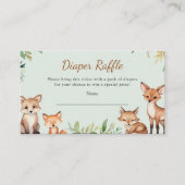 ウッドランド動物赤ちゃんシャワーおむつラッフル エンクロージャーカード (正面)