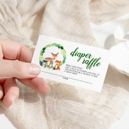 ウッドランド動物赤ちゃんシャワーおむつラッフル エンクロージャーカード