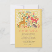 ウッドランド動物赤ちゃんシャワーおむつラッフル 招待状 (正面)