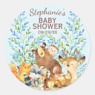 ウッドランド動物赤ちゃんシャワーお気に入りシール ラウンドシール