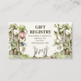 ウッドランド動物赤ちゃんシャワーかわいいギフトレジストリ 名刺