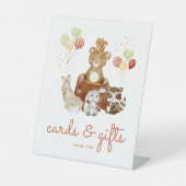 ウッドランド動物赤ちゃんシャワーのギフトとカード 台座サイン (正面)