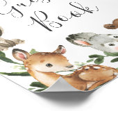 ウッドランド動物赤ちゃんシャワーのゲストブックサイン ポスター (角)