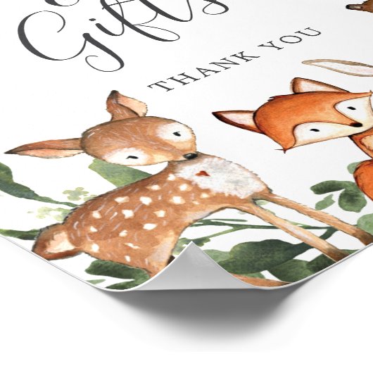 ウッドランド動物赤ちゃんシャワーカードとギフトサイン ポスター (角)