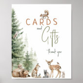 ウッドランド動物赤ちゃんシャワーカードとギフトサイン ポスター (正面)