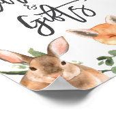 ウッドランド動物赤ちゃんシャワーカードとギフトサイン ポスター (角)