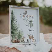 ウッドランド動物赤ちゃんシャワーカードとギフトサイン ポスター