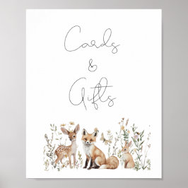 ウッドランド動物赤ちゃんシャワーカードとギフト ポスター