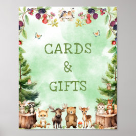 ウッドランド動物赤ちゃんシャワーカード&ギフトサイン ポスター