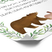 ウッドランド動物赤ちゃんシャワーサインおむつラッフル ポスター (角)