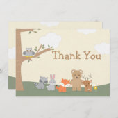 ウッドランド動物赤ちゃんシャワーサンキューカード サンキューカード (正面/裏面)