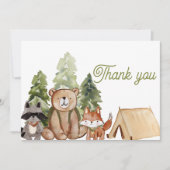 ウッドランド動物赤ちゃんシャワーサンキューカード 案内状 (正面)