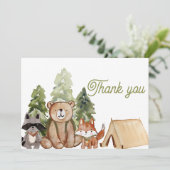 ウッドランド動物赤ちゃんシャワーサンキューカード 案内状 (スタンド正面)