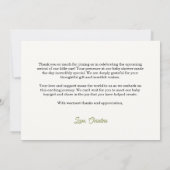 ウッドランド動物赤ちゃんシャワーサンキューカード 案内状 (裏面)