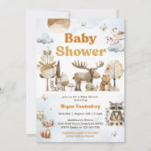 ウッドランド動物赤ちゃんシャワーパーティー 招待状 (正面)