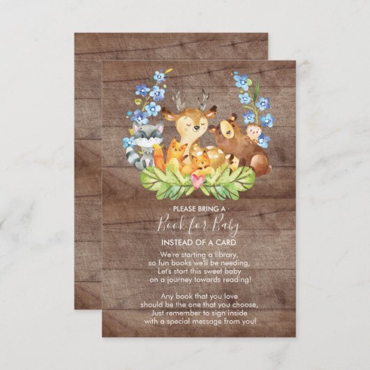 ウッドランド動物赤ちゃんシャワーベビーカード 招待状 (正面/裏面)