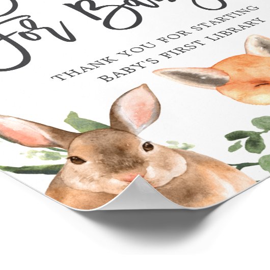 ウッドランド動物赤ちゃんシャワーベビー看板 ポスター (角)