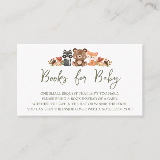 ウッドランド動物赤ちゃんシャワーベビー エンクロージャーカード (正面)