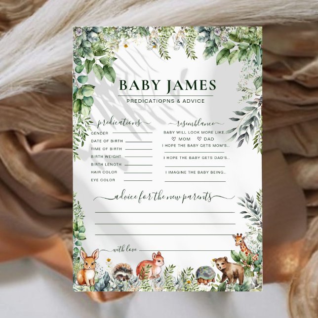 ウッドランド動物赤ちゃんシャワー予測ゲームカード (クリエイターアップロード済み)