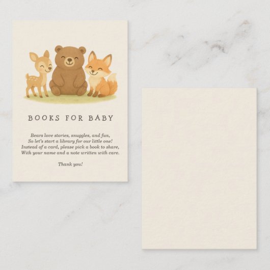 ウッドランド動物赤ちゃんシャワー予約リクエスト エンクロージャーカード (正面/裏面)