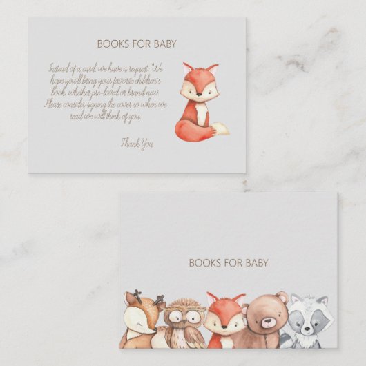 ウッドランド動物赤ちゃんシャワー予約リクエスト エンクロージャーカード (正面/裏面)