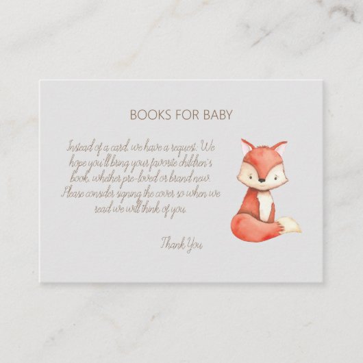 ウッドランド動物赤ちゃんシャワー予約リクエスト エンクロージャーカード (正面)
