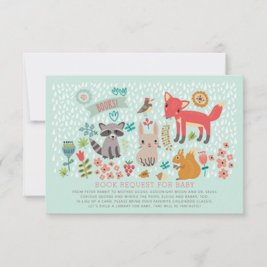 ウッドランド動物赤ちゃんシャワー予約リクエスト 招待状 (正面)