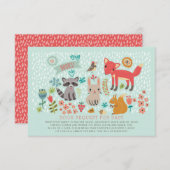 ウッドランド動物赤ちゃんシャワー予約リクエスト 招待状 (正面/裏面)
