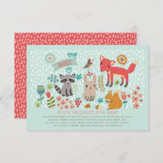 ウッドランド動物赤ちゃんシャワー予約リクエスト 招待状 (正面/裏面)