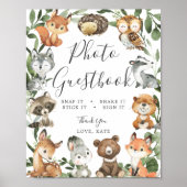 ウッドランド動物赤ちゃんシャワー写真ゲストブックサイン ポスター (正面)