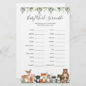 ウッドランド動物赤ちゃんシャワー単語スクランブルゲーム (正面/裏面)