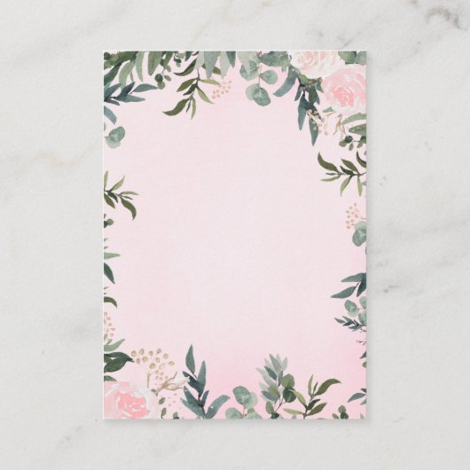 ウッドランド動物赤ちゃんシャワー女の子おむつラッフル エンクロージャーカード (裏面)