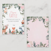 ウッドランド動物赤ちゃんシャワー女の子おむつラッフル エンクロージャーカード (正面/裏面)