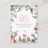 ウッドランド動物赤ちゃんシャワー女の子おむつラッフル エンクロージャーカード (正面)