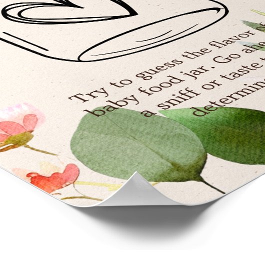 ウッドランド動物赤ちゃんシャワー推測ベビー食品サイン ポスター (角)