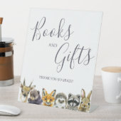 ウッドランド動物赤ちゃんシャワー本とギフトサイン 台座サイン (インサイチュ)