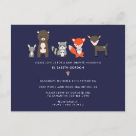 ウッドランド動物赤ちゃんシャワー森かわいい ポストカード