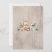 ウッドランド動物赤ちゃんシャワー森の友人 招待状 (裏面)