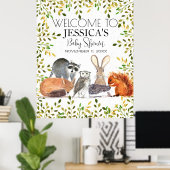 ウッドランド動物赤ちゃんシャワー歓迎サイン ポスター (ホームオフィス)