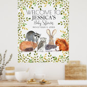 ウッドランド動物赤ちゃんシャワー歓迎サイン ポスター (キッチン)