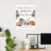 ウッドランド動物赤ちゃんシャワー歓迎サイン ポスター (ホームオフィス)