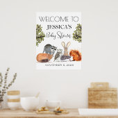 ウッドランド動物赤ちゃんシャワー歓迎サイン ポスター (キッチン)