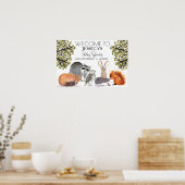 ウッドランド動物赤ちゃんシャワー歓迎サイン ポスター (キッチン)