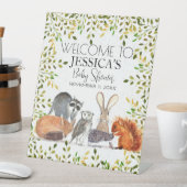 ウッドランド動物赤ちゃんシャワー歓迎サイン 台座サイン (インサイチュ)