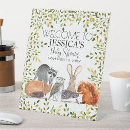 ウッドランド動物赤ちゃんシャワー歓迎サイン 台座サイン