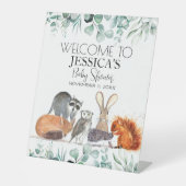 ウッドランド動物赤ちゃんシャワー歓迎サイン 台座サイン (正面)