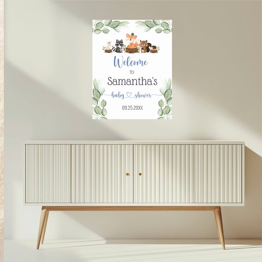 ウッドランド動物赤ちゃんシャワー歓迎ポスター ポスター