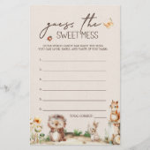 ウッドランド動物赤ちゃんシャワー甘い混乱ゲームを推測 チラシ (正面)